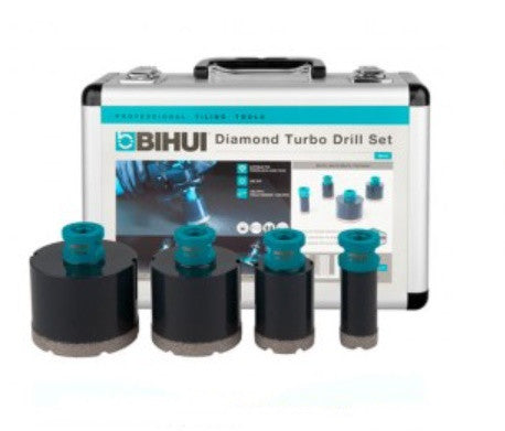 Set of 4 diamond core drill bits BIHUI (25, 40, 60, 70 mm) in aluminum case