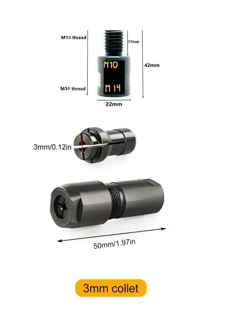 Adapter for angle grinder M14 to 3mm collet