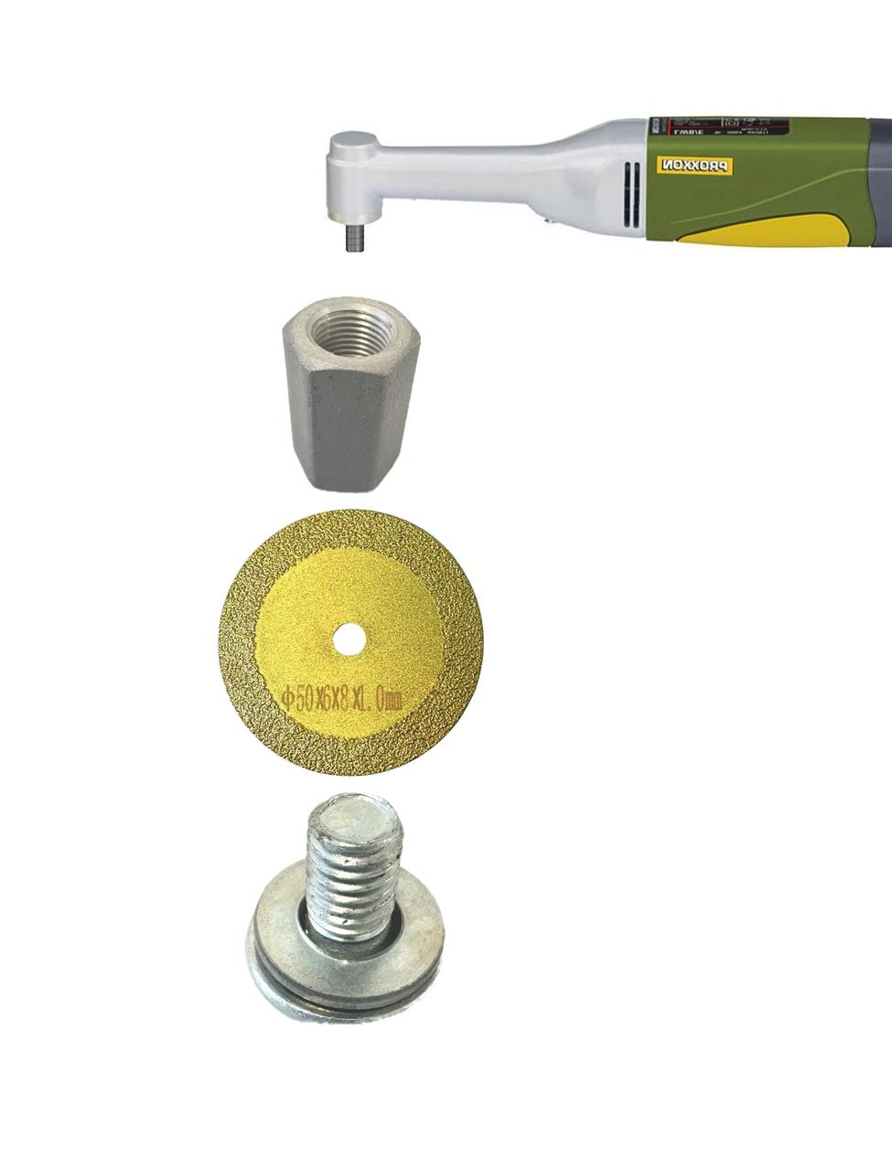 Adapter for Proxxon right angle rotary tool for discs with 6mm hole