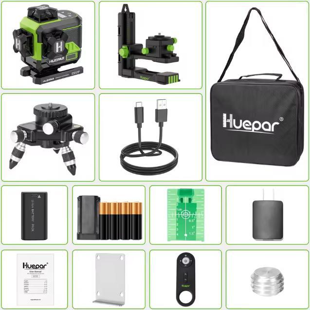 Huepar Z04CG laser level, bracket and rotary platform included