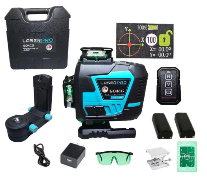 Laser-Nivelliergerät Laser PRO G04CG, 16 Linien (4 Ebenen von 360°), Betrieb bis zu 5 Stunden