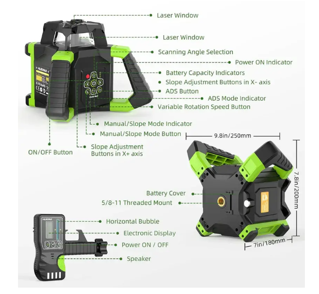 Huepar RL300HVG Rotationslaser-Nivelliergerät