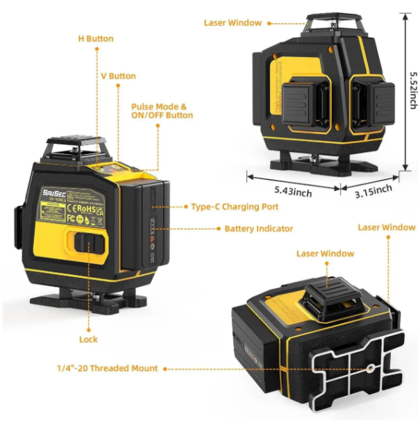 Savsec SV-Y04CG 4D-Laserwasserwaage