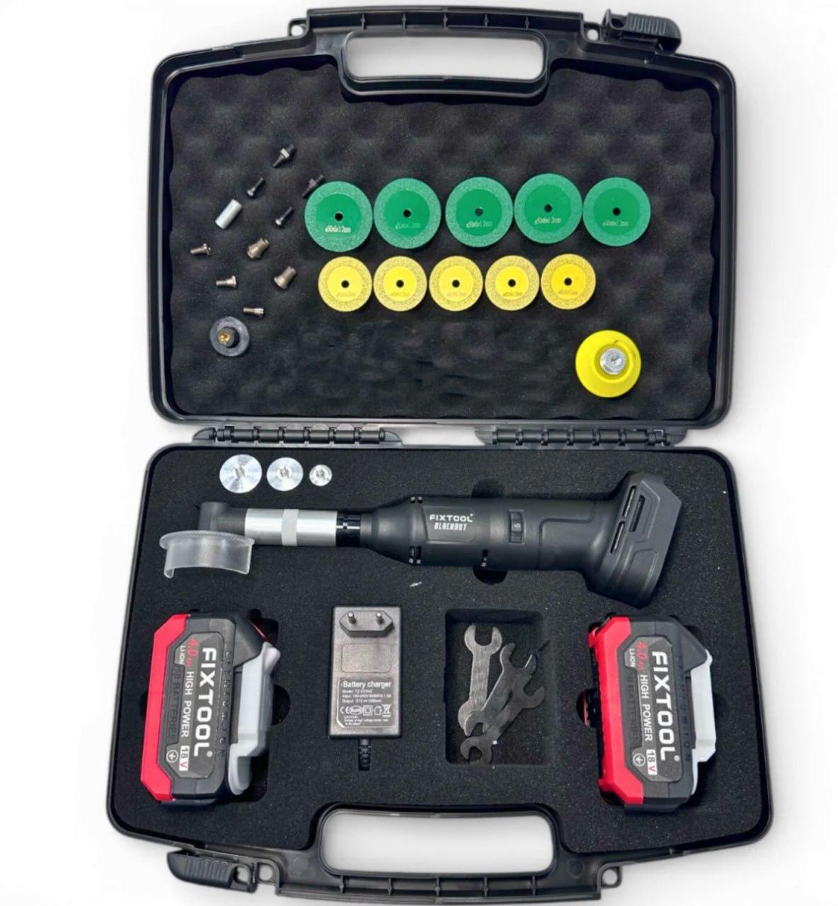 Angle engraver FIXTOOL Pomogator BLACKOUT with 2 batteries 4A 21V (FIX200WBATMK)