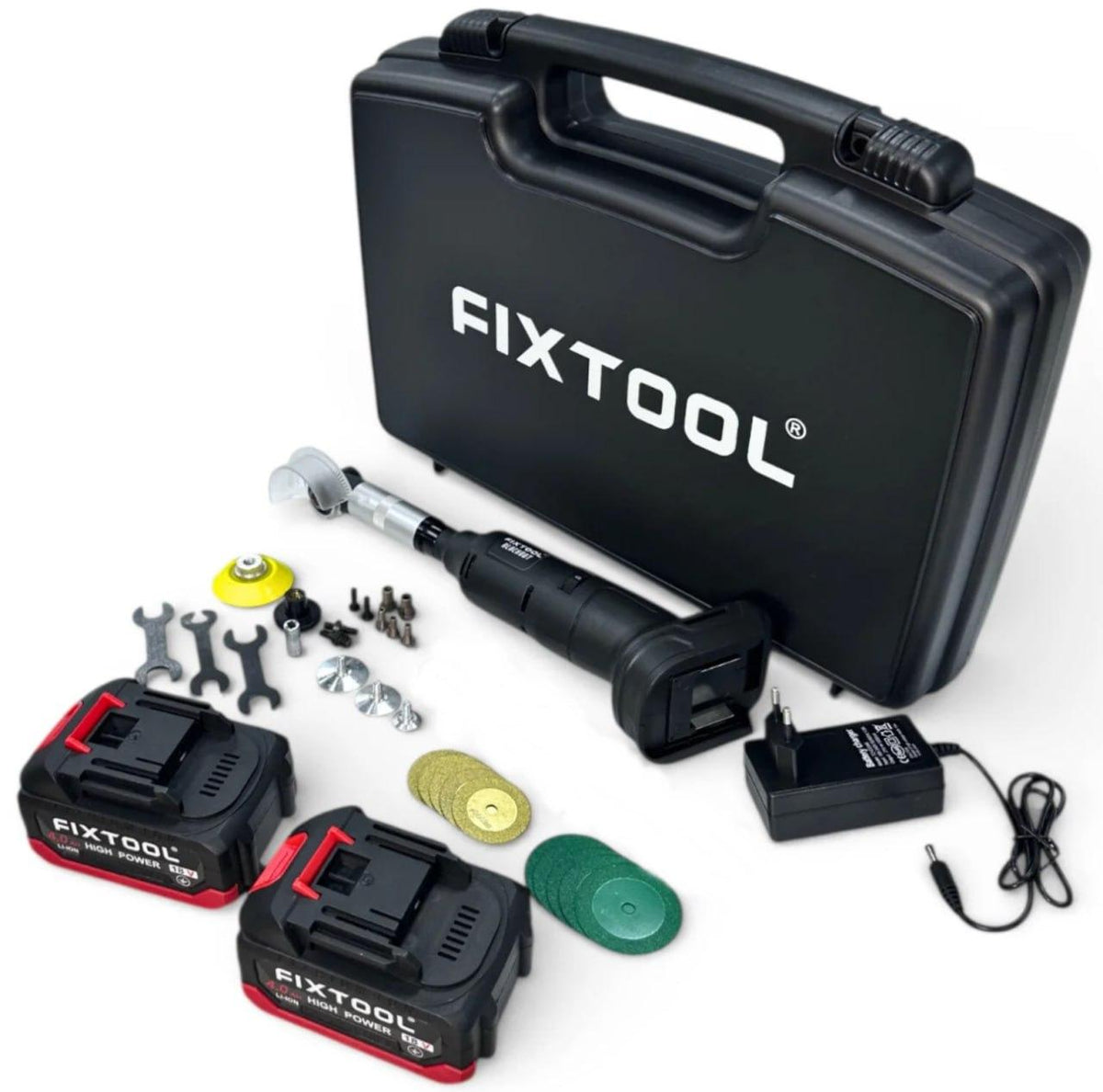 Angle engraver FIXTOOL Pomogator BLACKOUT with 2 batteries 4A 21V (FIX200WBATMK)