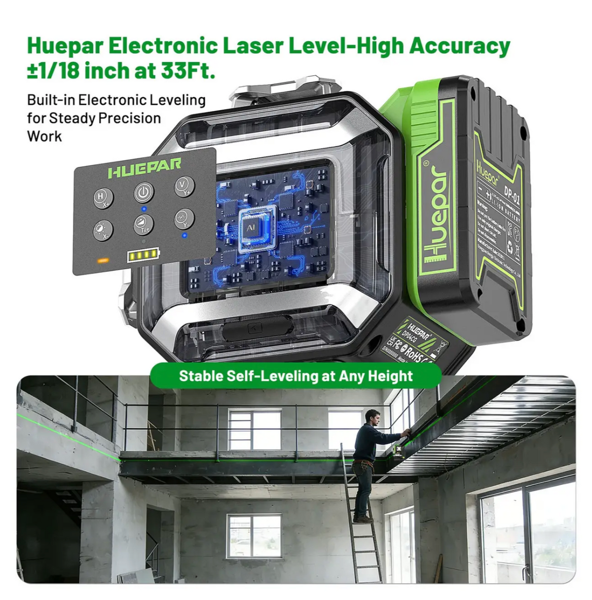 Huepar DP04CG-BT 4D laser level (servos)