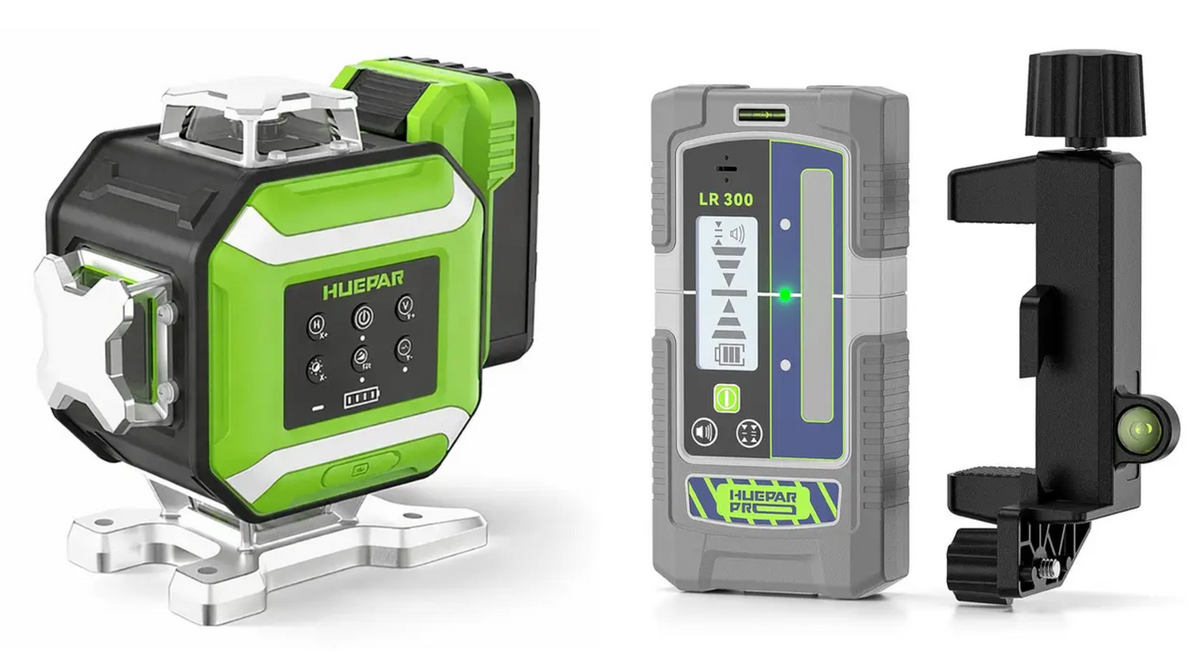 Huepar DP04CG-BT laser level (servos) + Huepar LR300 receiver