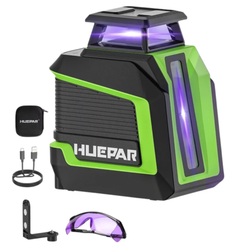 Huepar 1D D011CP Laser-Nivelliergerät, violetter Strahl, 5 Linien (497010)
