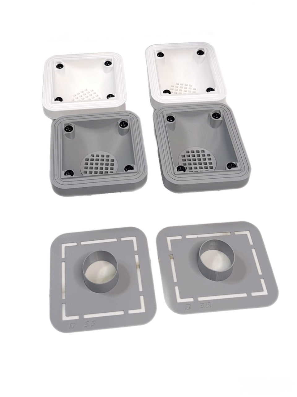Bottom valve for porcelain stoneware sinks (drain valve) rectangular, gray, rounded corners 90x70