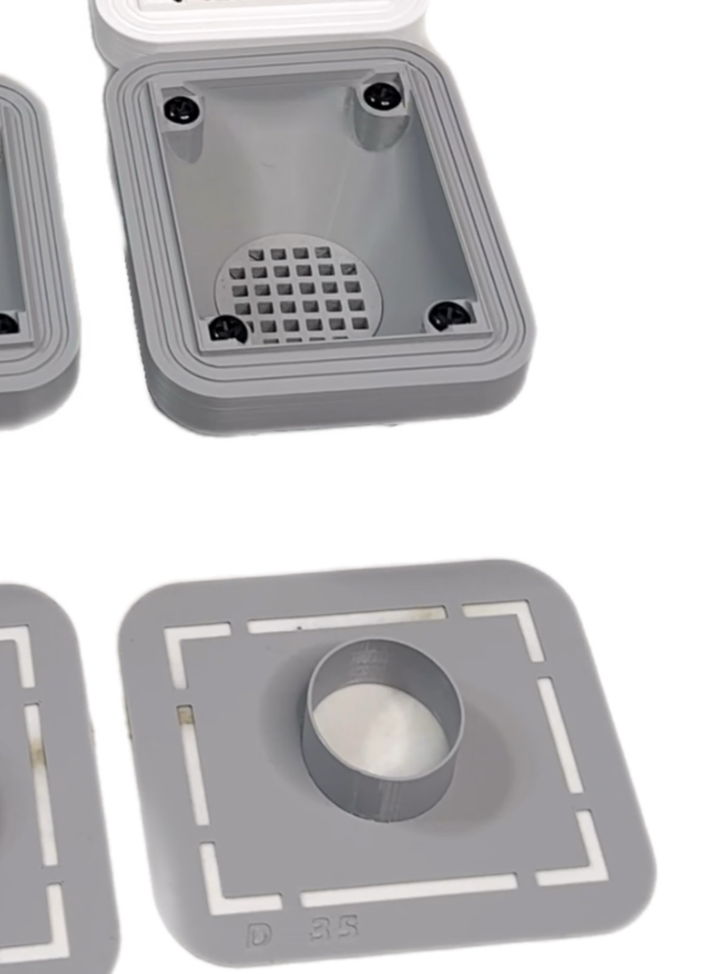 Bottom valve for porcelain stoneware sinks (drain valve) rectangular, gray, rounded corners 90x70